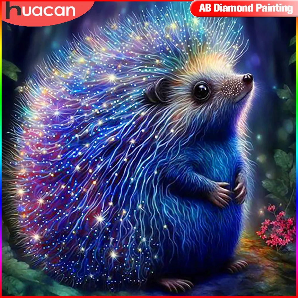 

HUACAN 5D DIY AB Diamond Painting Hedgehog Embroidery Cross Stitch Animal Mosaic Picture Of Rhinestones Wall Decor