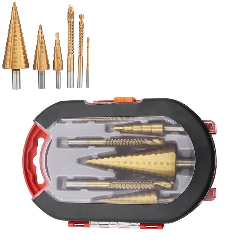 Step Drill Bit Set,Material: HSS,For Soft Metal/Thin Iron Sheet/Wood/Plastic,Stepped Drill For Metal