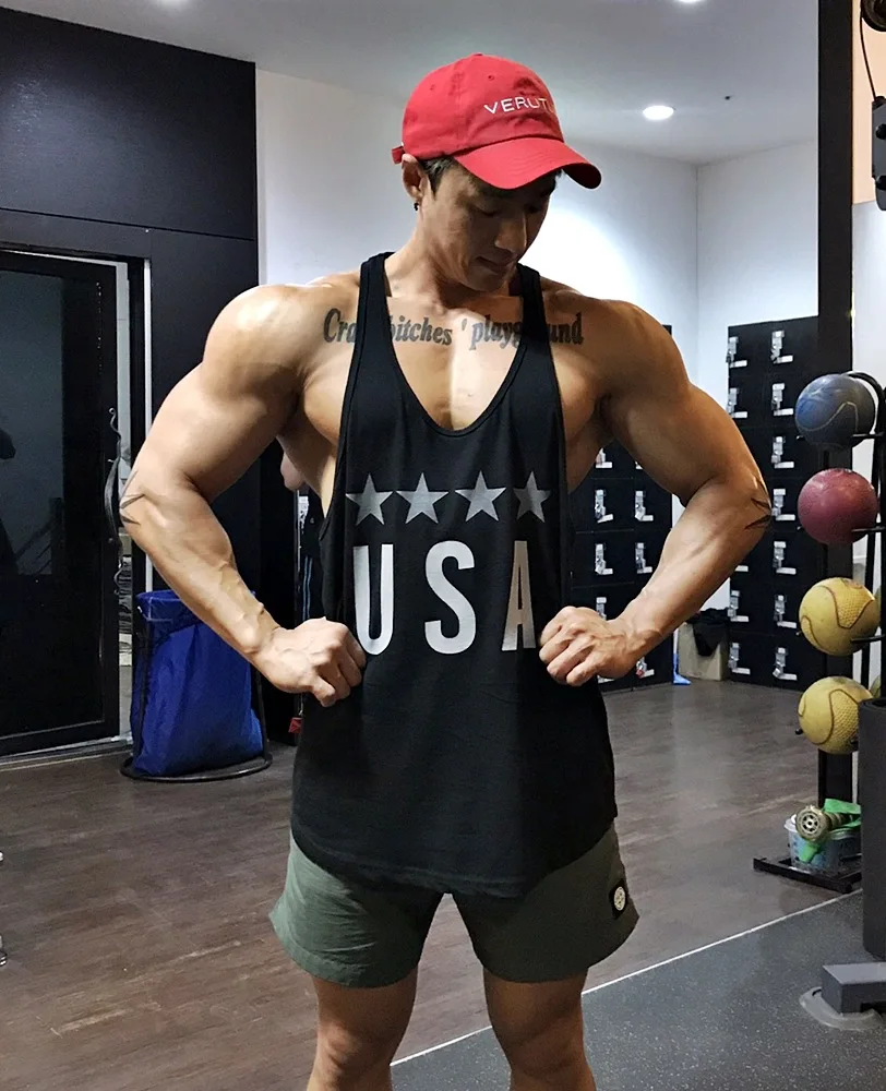 

2022 new men Bodybuilding Tank Tops Gym Fitness Sleeveless Shirt Stringer Singlet Summer Casual Fashion Printed Undershirt Vest