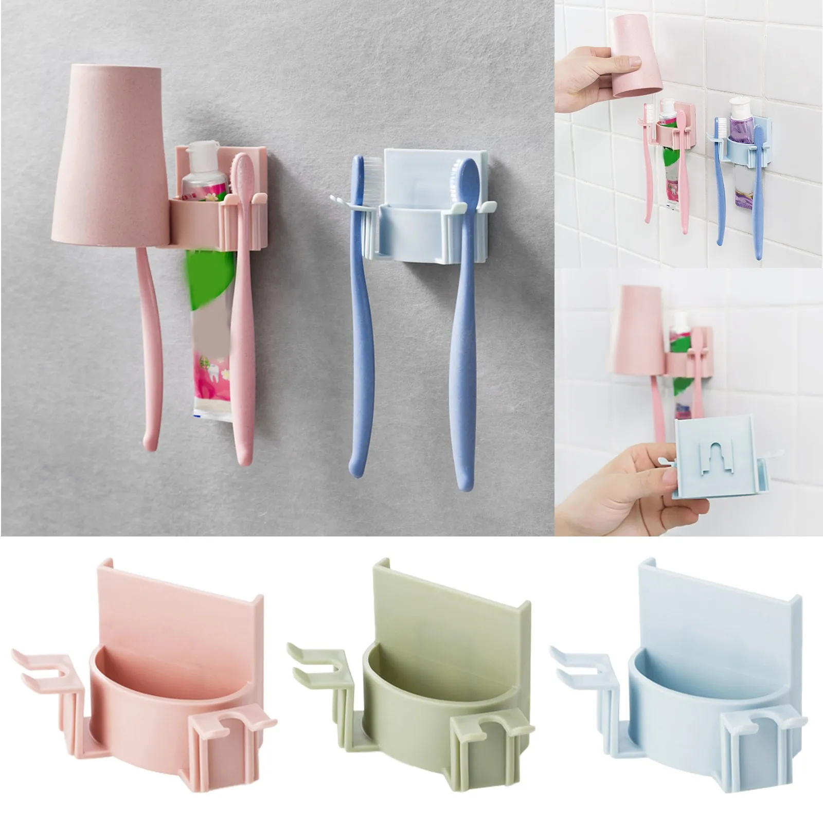 

Toothbrush Holder Wall Mounted Toothbrush Stand Suitable For Dormitory Bathroom And Shower Room Can Use 2 Toothbrushes