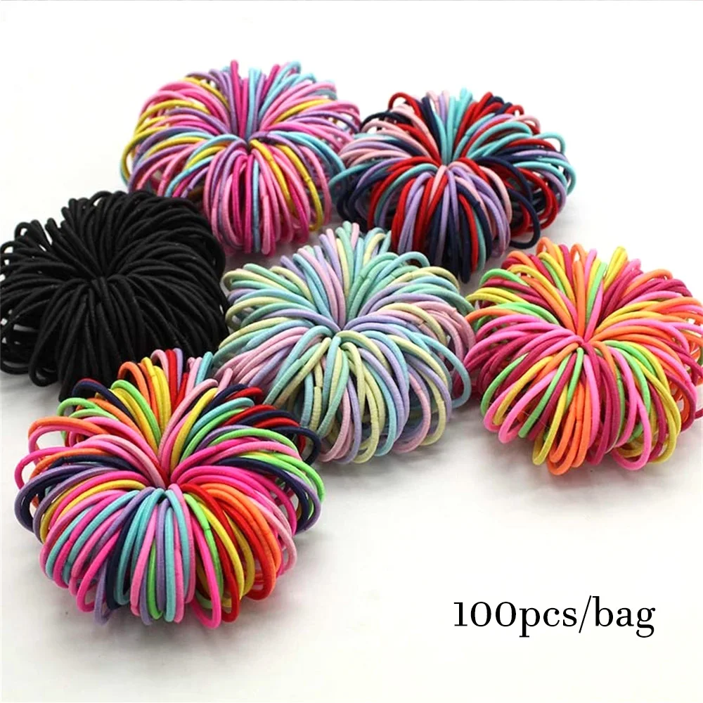 Nylon Elastic Hair Ties Simple Kids Elastic Ponytail Holder Daily Basic Hair Accessories