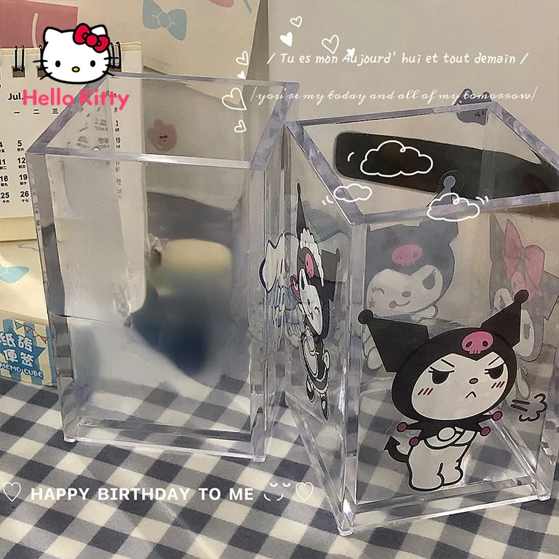 

Контейнер для хранения Hello Kitty Kuromi, держатель для ручек, студенческие канцелярские принадлежности, простые личные настольные тубы для хране...