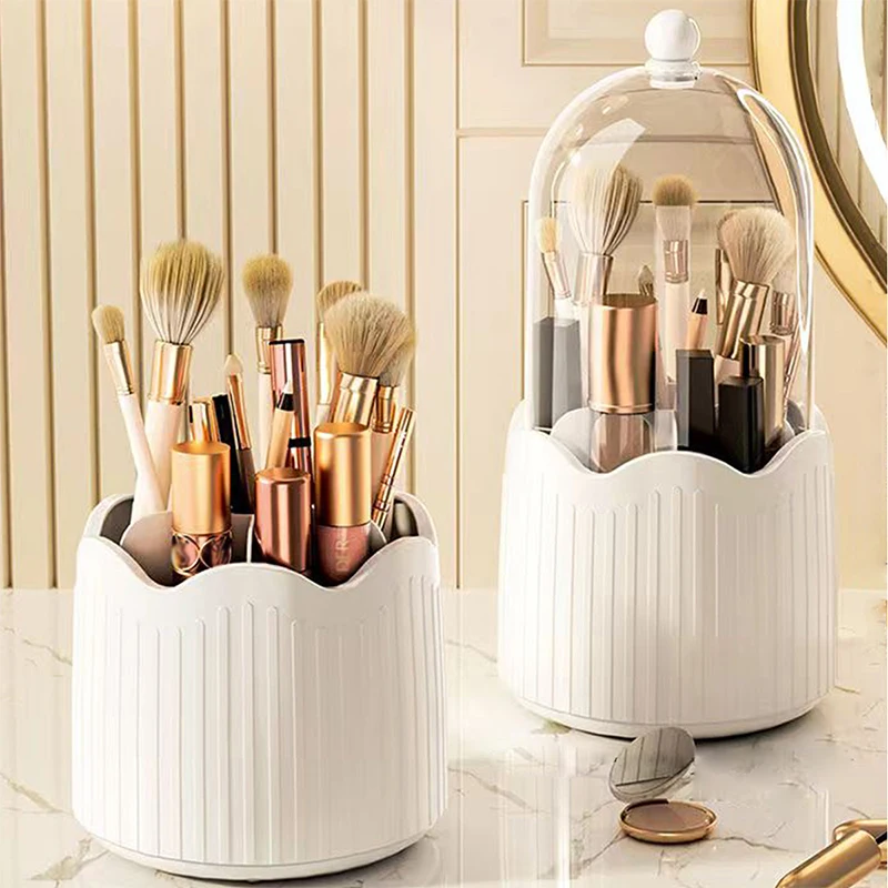 

360° Rotating Makeup Brushes Holder Portable Desktop Makeup Organizer Cosmetic Storage Box Make Up Tools Jewelry Container