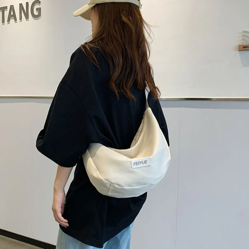 

New Casual Women Crossbody Bag Korean Large Capacity Dumpling Bag Women's Nylon Shoulder Bags Female Students Underarm Bag