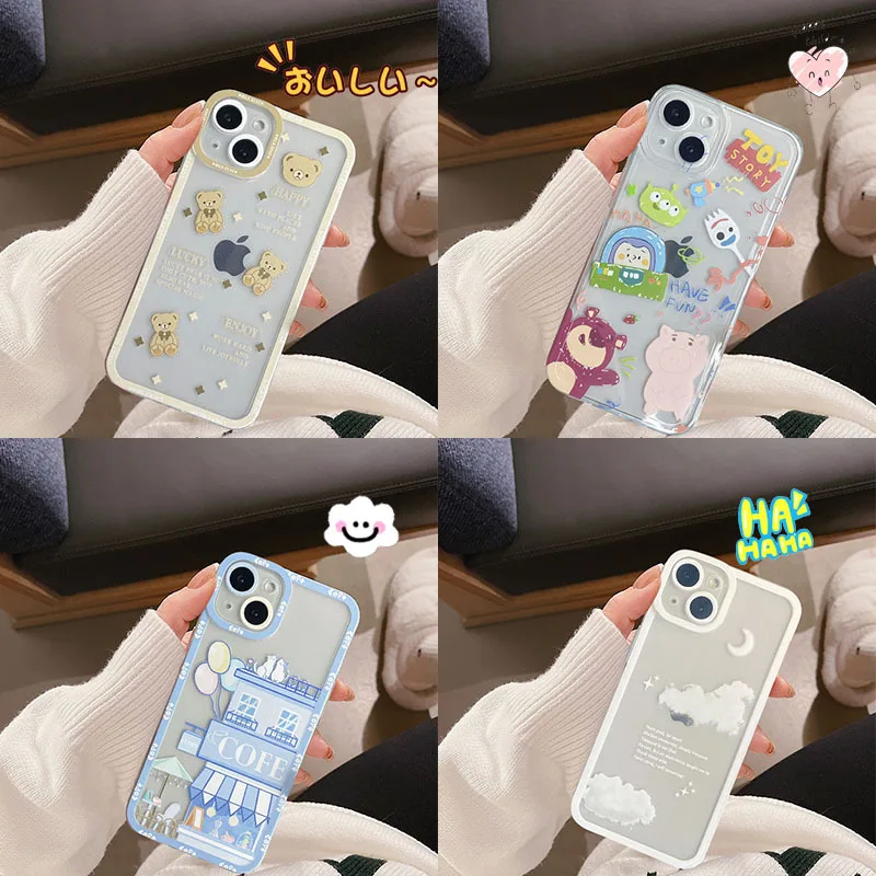 

Милый мультяшный Прозрачный чехол с маленькими животными Ins для телефона IPhone 11 12 13 Pro Max Mini X XS XR противоударный прозрачный мягкий чехол-накла...