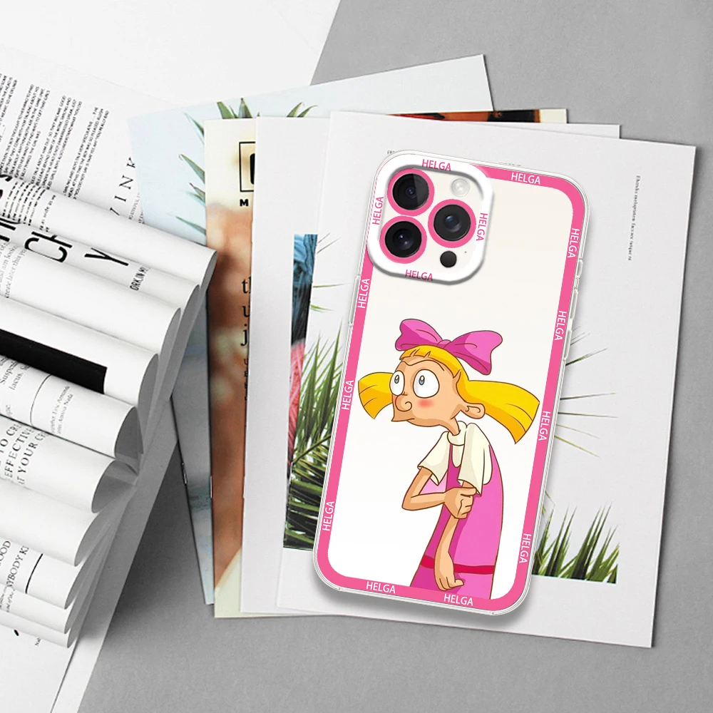 H-Hey Arnold Cartoon Phone Case for iPhone 12 11 13 14 15 16 Max Pro Plus Transparent Cover