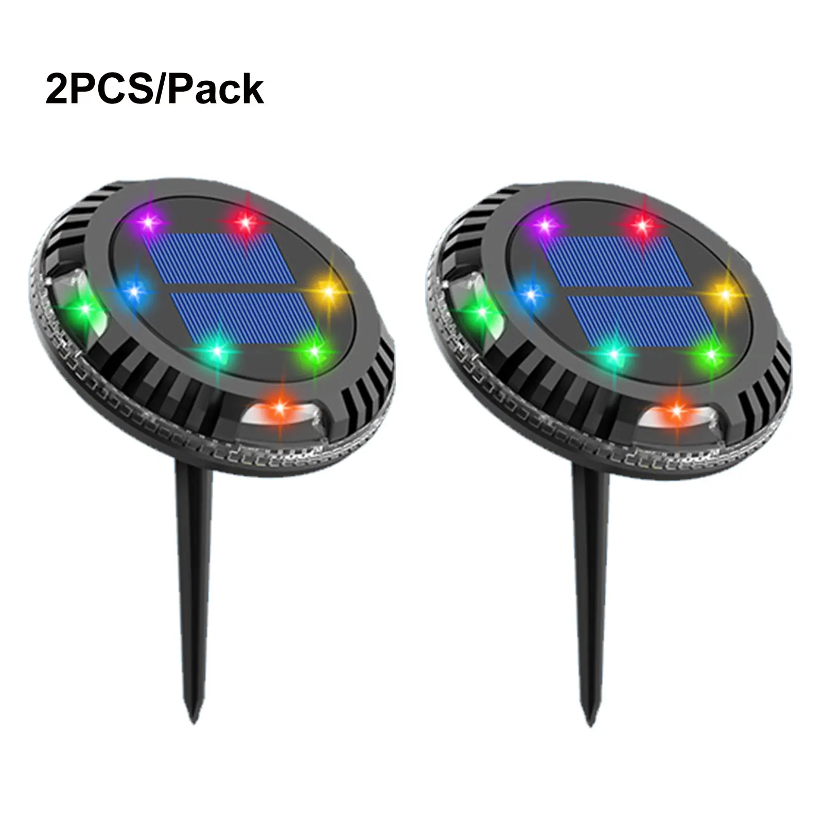 

2pcs 180 Rotation 10 LEDs Yard Patio Outdoor Waterproof Landscape Pathway Round Lawn Ground Light Garden Decor Solar Power
