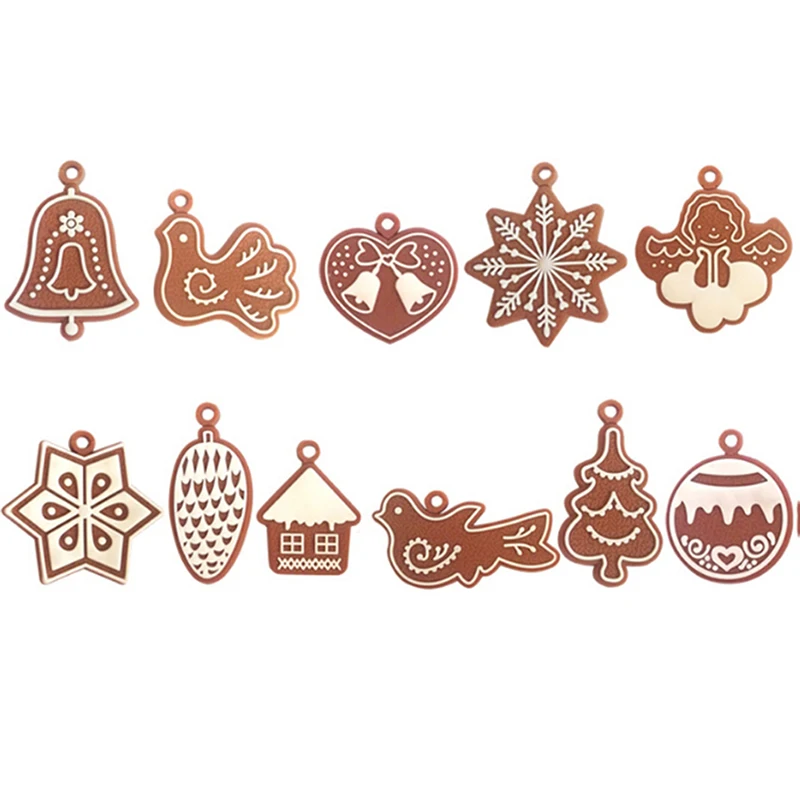 12/2Mini Gingerbread Man Christmas Ornaments Deer Snowman Chrismas Tree Pendant Decoration New Year Decor Party Supplies images - 6