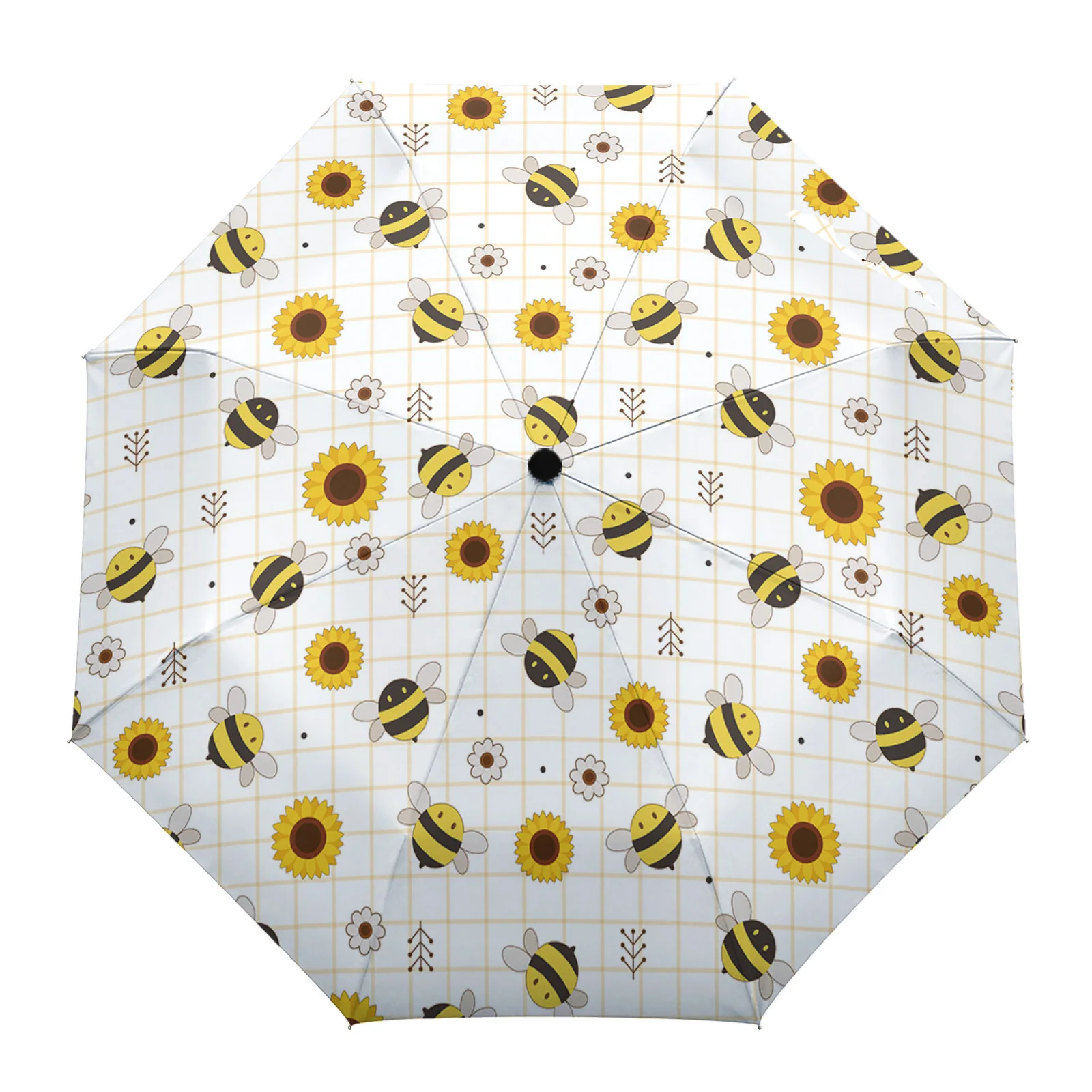 

Автоматический зонт с мультяшными пчелами и подсолнухами, складной зонт от дождя, восемь нитей, уличные зонтики