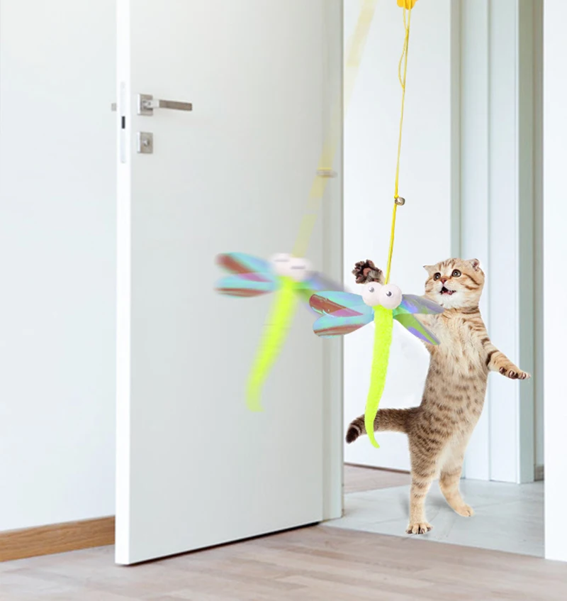 

Cat Swing Toy Hanging Elastic Rope Interactive Cat Plush Ball Feather Teasing Stick Cat Accessories Pet Kitten Toy Free Shipping