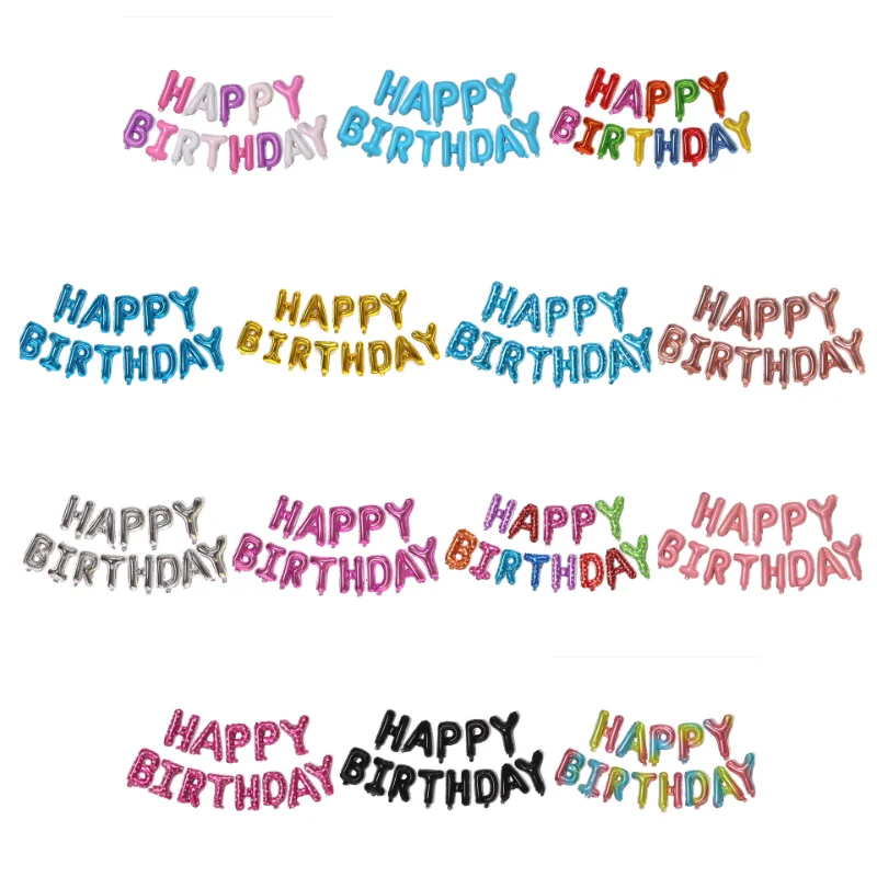 

On Sale 16 Inch Letter Aluminum Film Happy Birthday Balloon Set Foil Balloon Decoration Bluey Sonic Balonnen Luftballons Frozen