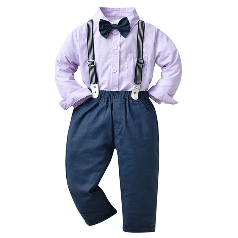 

Baby Clothes Set Boys Bowtie Long Sleeve Shirt +Suspender Trousers Baby Romper Set Formal Gentleman Suit Handsome Brother Outfit