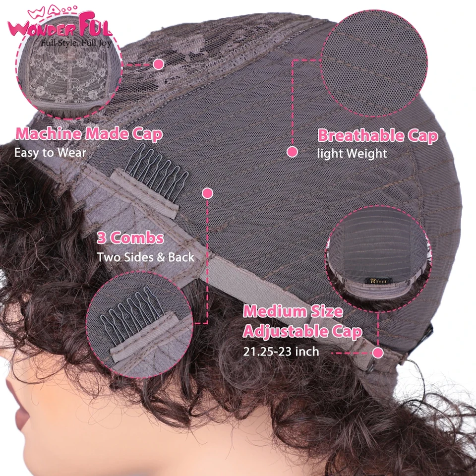 Замечательные короткие бразильские вьющиеся человеческие волосы парики с