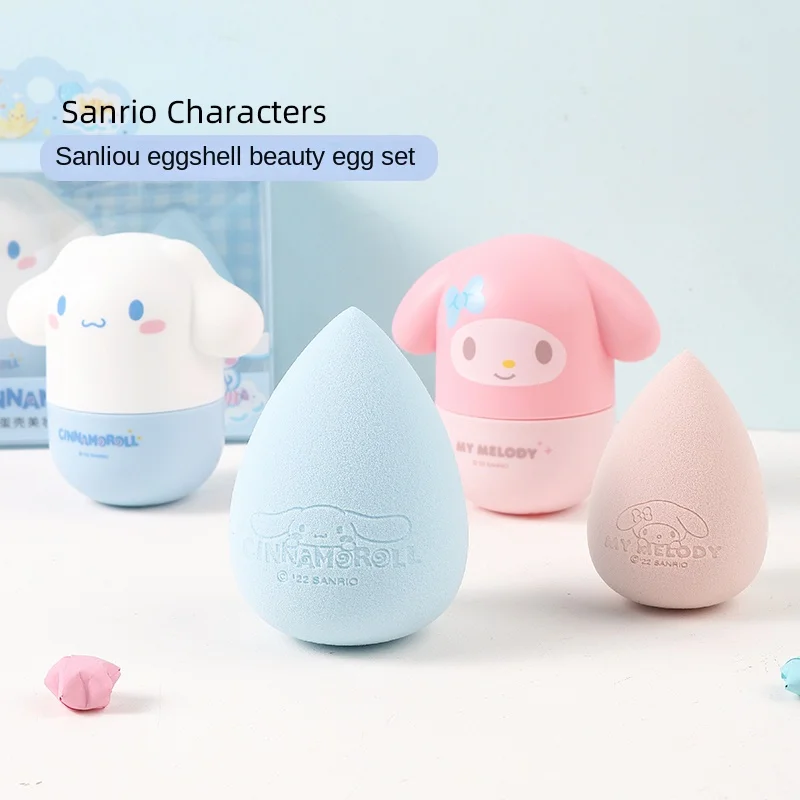 

Kawaii Sanrio Makeup Egg Set Mymelody Cinnamoroll Accessories Cute Anime Facial Beauty Eggshell Puff Soft Absorbent Girls Gift