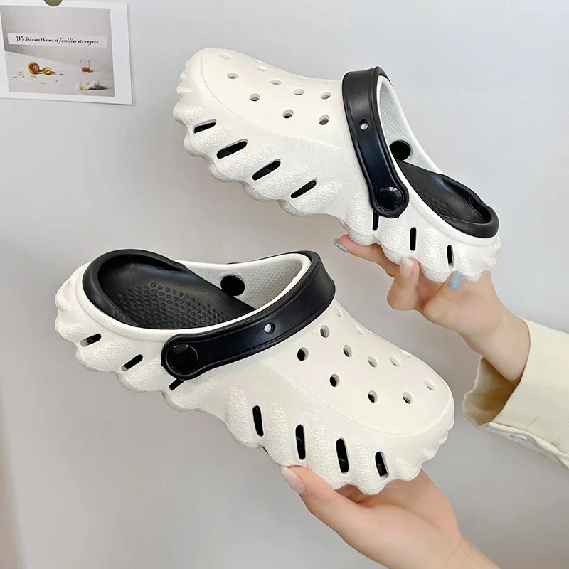 Couple Hole Shoes Men's and Women's Garden Shoes  EVA Beach Shoes Breathable Sandals Dual Wear Sandals Slippers Non slip