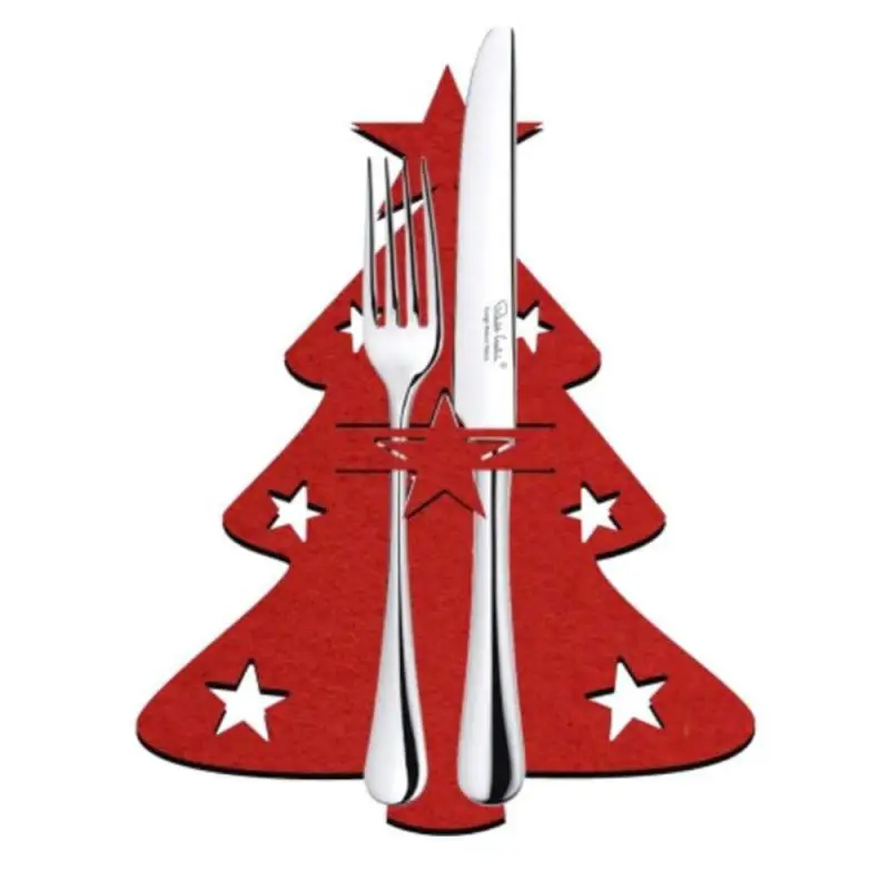 20/12/4pcs Christmas Cutlery Holder Knife and Fork Pocket Bag Cover Star Tree Elk New Year Party Dinner Table