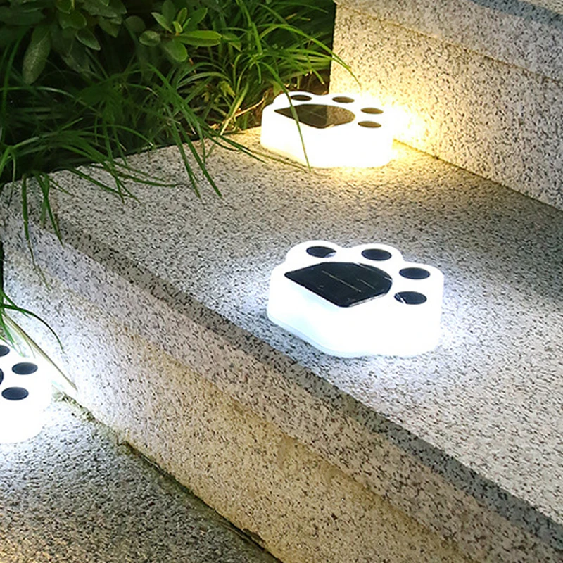 

Solar Sensing Light Outdoor Street Light Solar Cat Animal Paw Print Light LED Garden Path Decoration Lighting Footprint Light