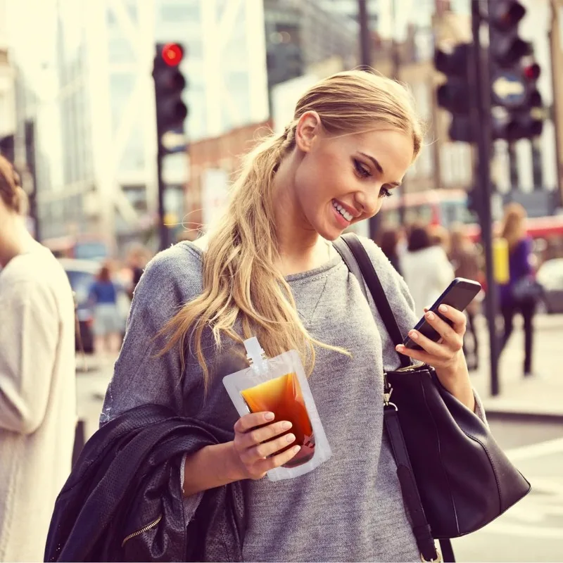 12 шт. пластиковые пакеты с носиком для напитков 100-500 мл