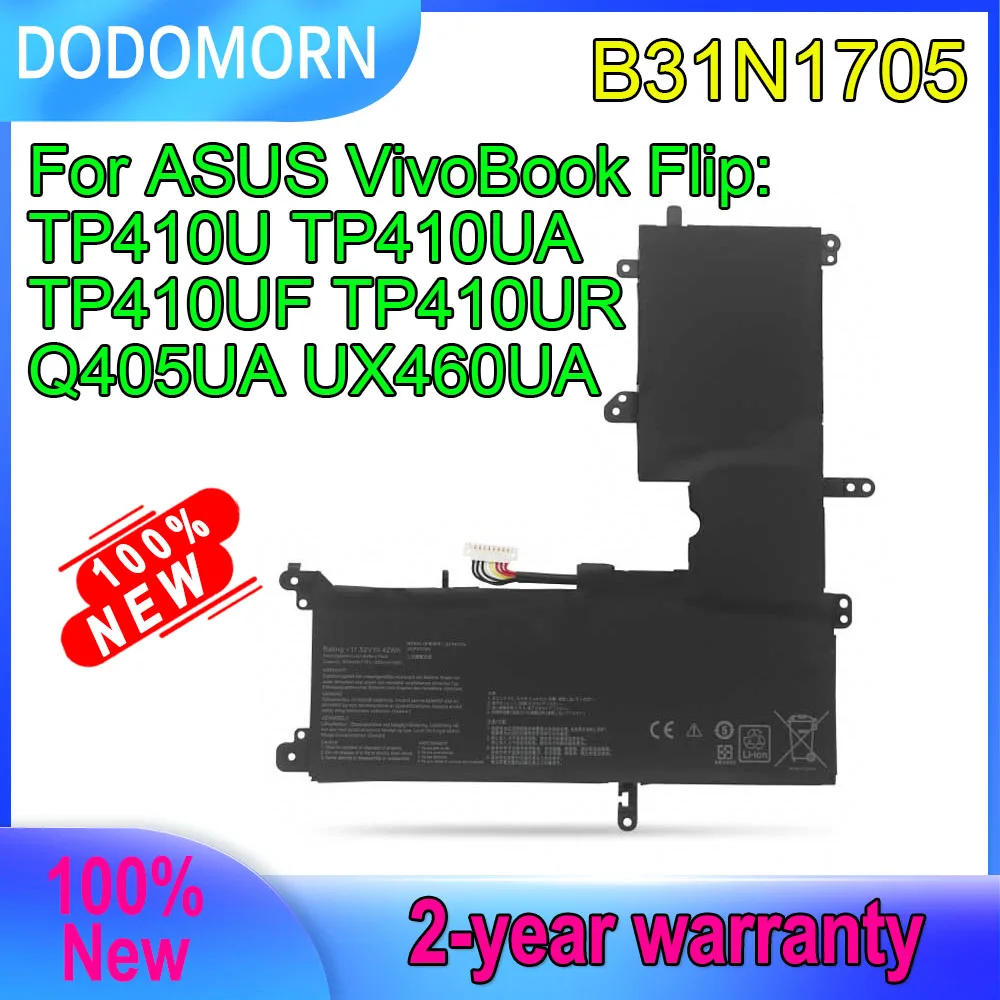 

DODOMORN B31N1705 Laptop Battery For ASUS VivoBook Flip TP410U TP410UA TP410UF TP410UR Q405UA UX460UA Series 11.52V 42Wh