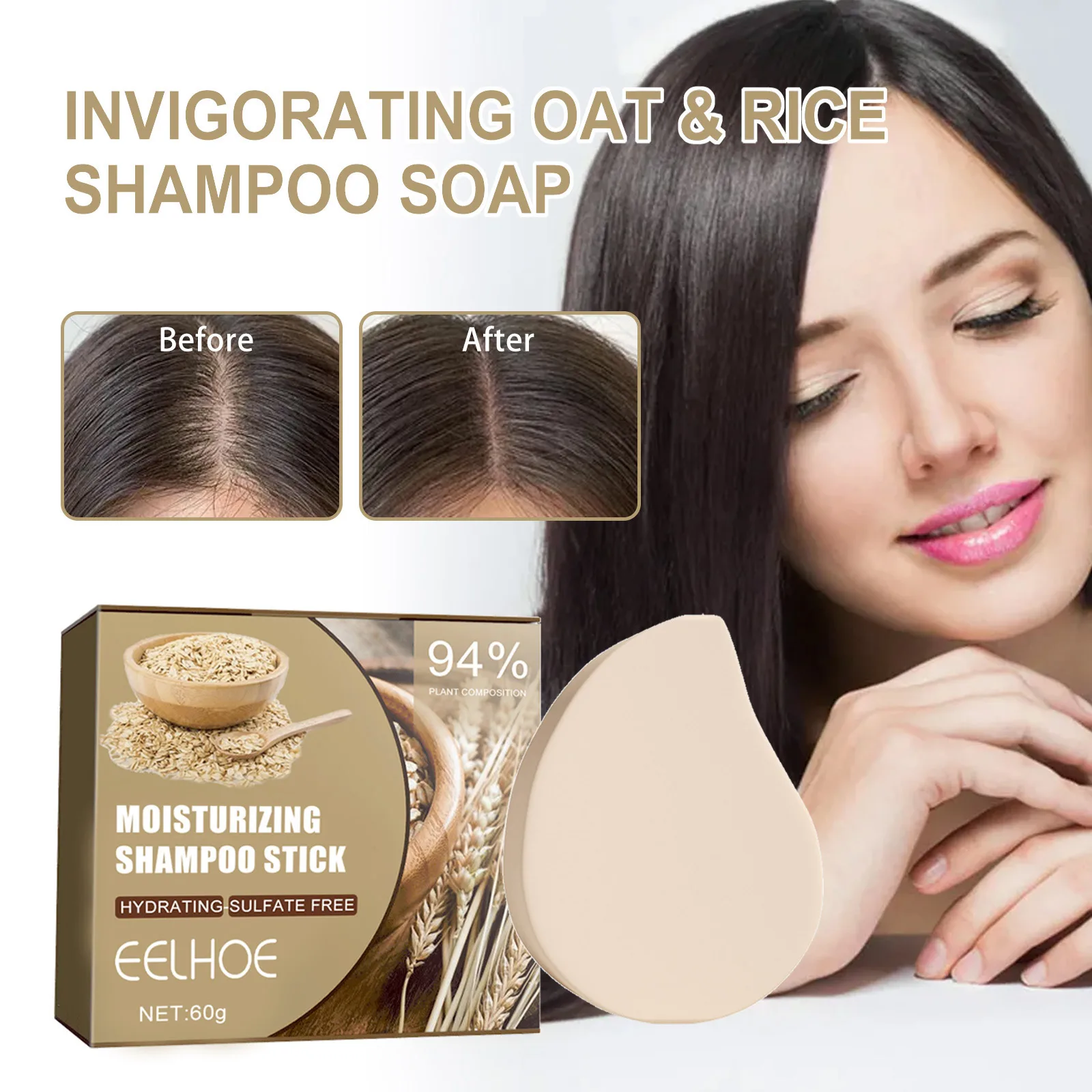 

Shampoo Bar Refreshing Anti-dandruff Care For Smooth Hair 60g Ginger Honey Coconut Oatmeal Shampoo Soap Shower Tool