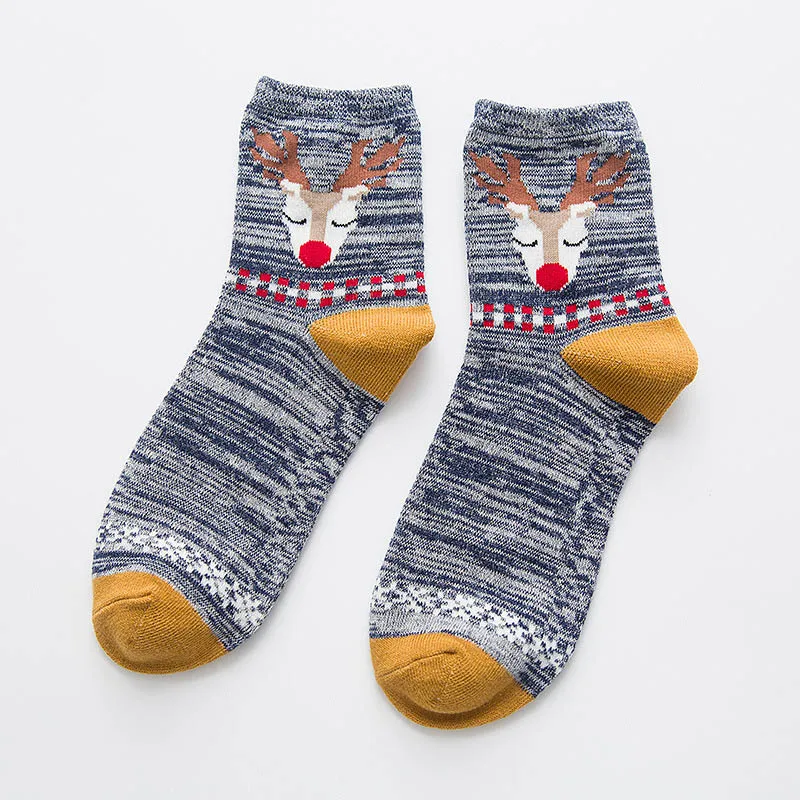 

Модные женские хлопковые короткие носки на осень и зиму, новые модные жаккардовые Индивидуальные женские носки в этническом стиле с оленями Sika