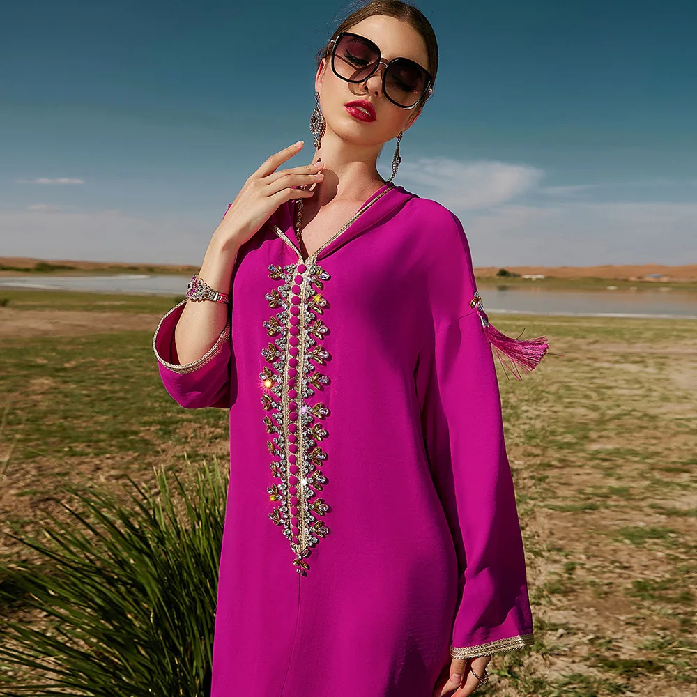 Ramadan Moroccan Kaftans for Women Abaya Dubai Djellaba Evening Caftan Dresses Diamond Muslim Wedding Long Dress Islam Clothing