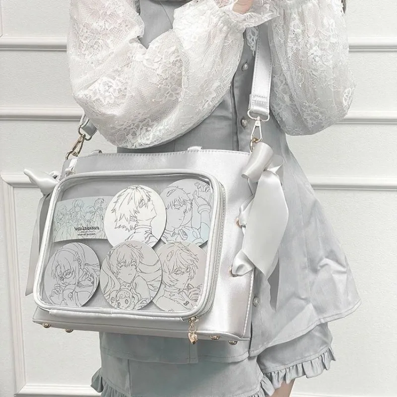 

Серебристая женская сумка-тоут MBTI Lolita, эстетичная элегантная Милая вместительная прозрачная сумка через плечо, дизайнерская женская сумка Jk из ПВХ