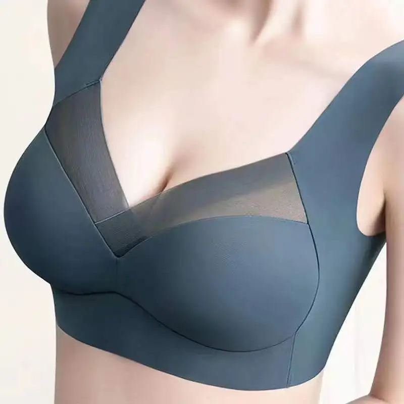 

2023 New Integrated Fixed Latex Cup with No Marks Ice Silk Thin Style Beautiful Back Chest Wrap and Steel Ring Sports Bra