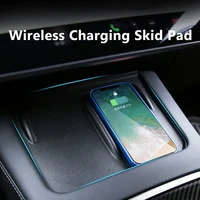 wireless charging pad for tesla model 3 model y wireless charging silicone pad charging position dust interior car accessories