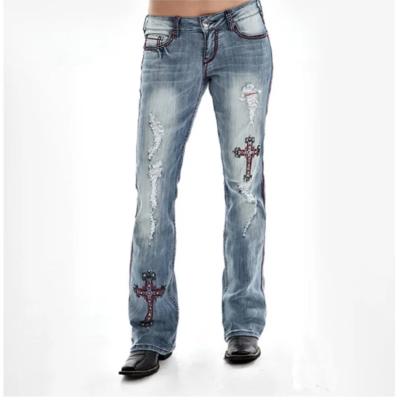 

Women's jeans Embroidered, washed, polished, slim women's jeans