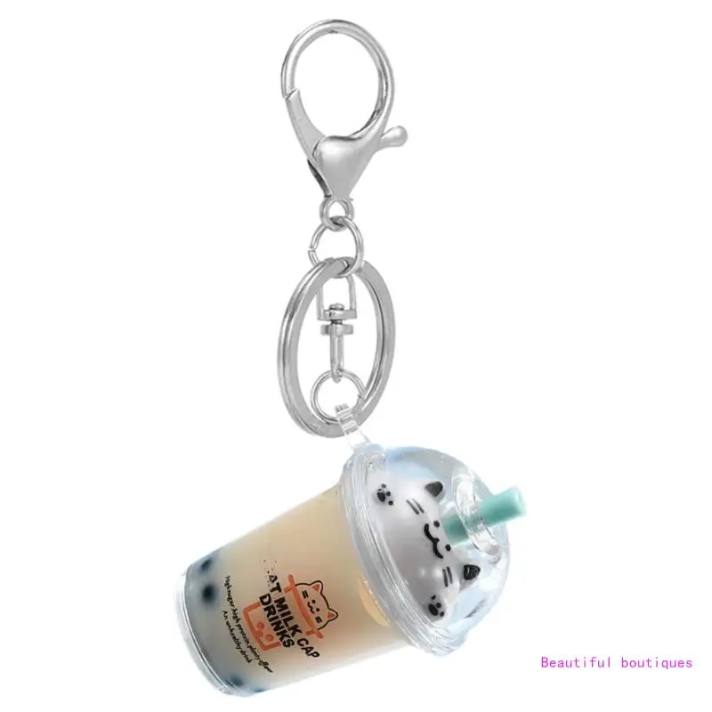 Очаровательный брелок для чая с котом в молоке акриловый модный кулон телефона