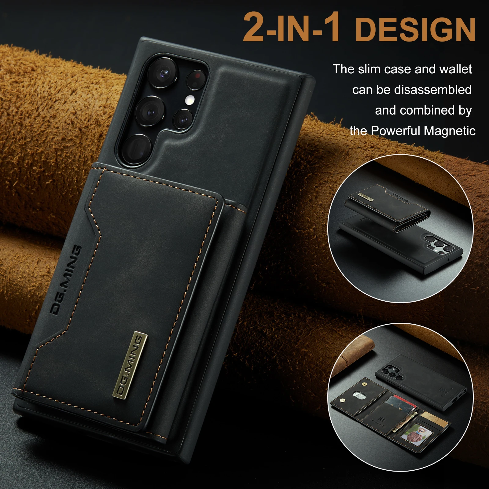 S22 Plus Wallet Card Pocket Phone Case for Samsung Galaxy S23 S22 S21FE S20 Ultra Note 20 Coque Detachable Shockproof Back Cover
