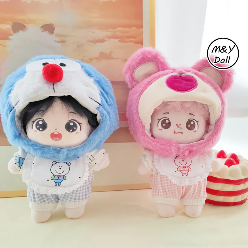 

20cm Doll Clothes Set Blue Cat Red Bear Hat Overalls Idol Dolls Doll for Girls Accessories Jungkook Jimin Jin V SUGA RM J-hope