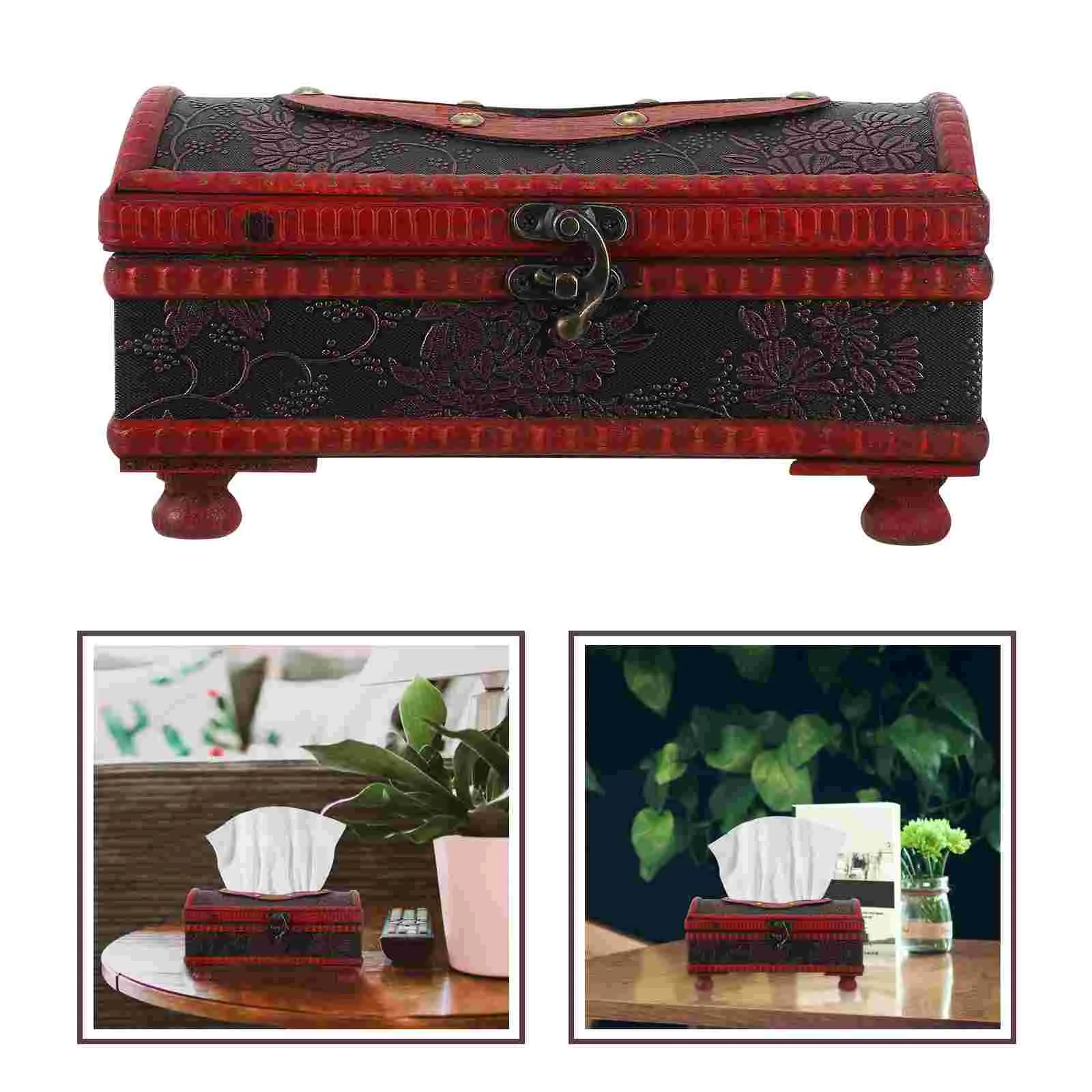 

Tissue Holder Case Paper Facial Box Dispenser Storage Napkin Organizer Sheet Dryer Wooden Desktop Toilet Container Vintage Wood