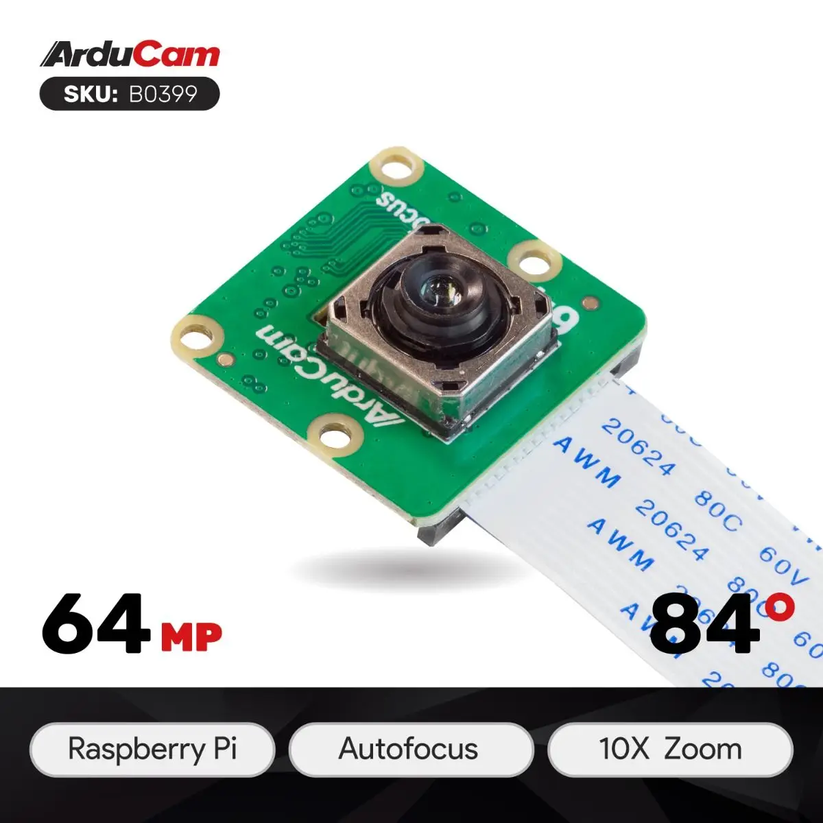 Модуль камеры Arducam 64MP с автофокусом для Raspberry Pi