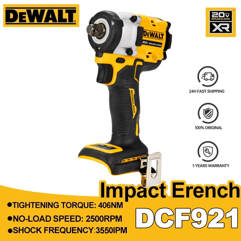 Dewalt DCF921 Аккумуляторный бесщеточный ударный гайковерт, литиевая батарея 20 В, 1/2 дюйма, 2500 об/мин, 610 нм, электрический гаечный ключ с регулируемой скоростью - Топ инструментов Dewalt
