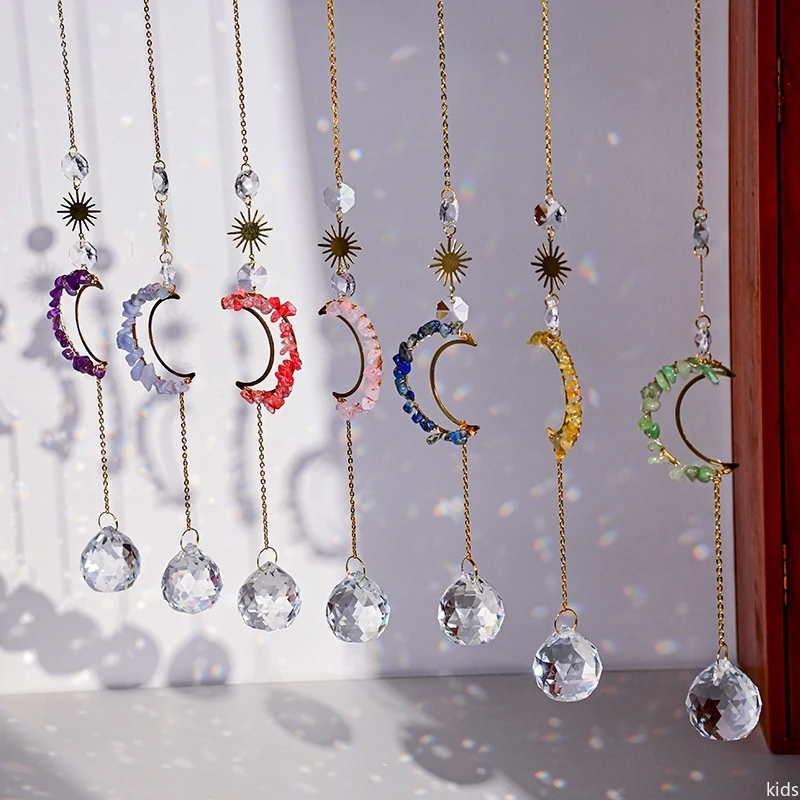 Хрустальный витражный подвесной светильник на окно