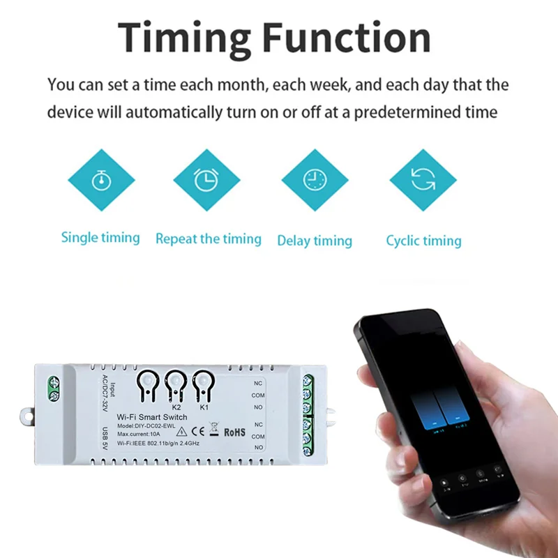 2CH Wi-Fi умный переключатель DIY приложение 85-265 В USB 5 2 4G модуль домашней