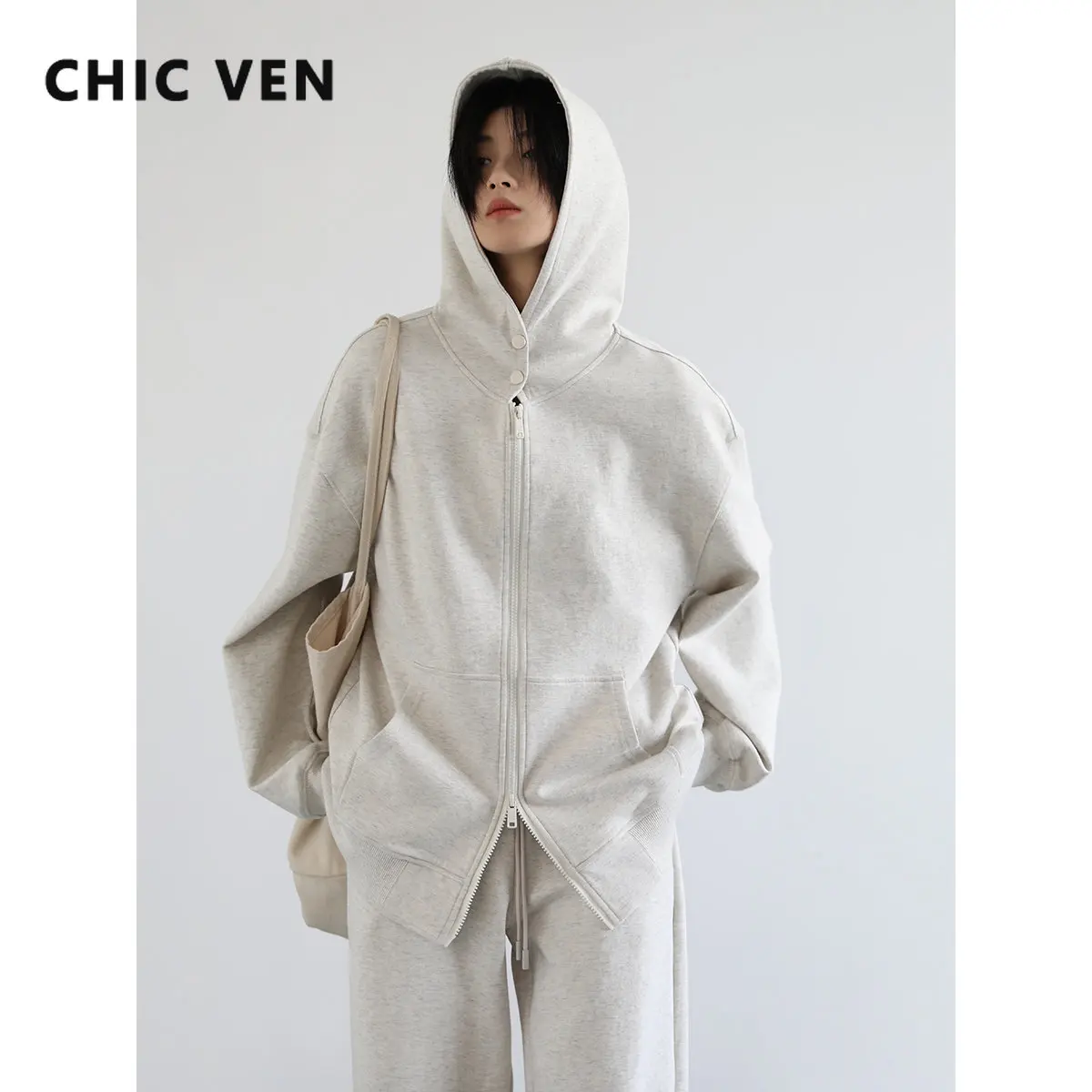 

CHIC VEN Women's Sweatshirts Hoodies Suit Casual Hooded Sweater Female Coat Loose Leggings Pants Sports College Spring Autumn