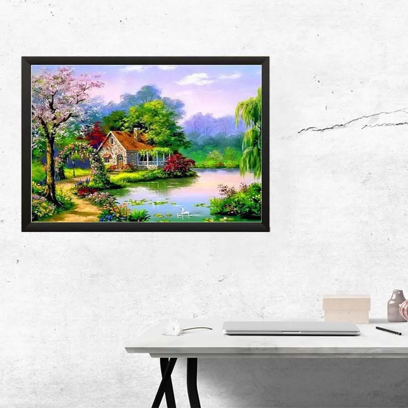 Набор для алмазной живописи 5D сделай сам творчества Водопад с круглыми стразами