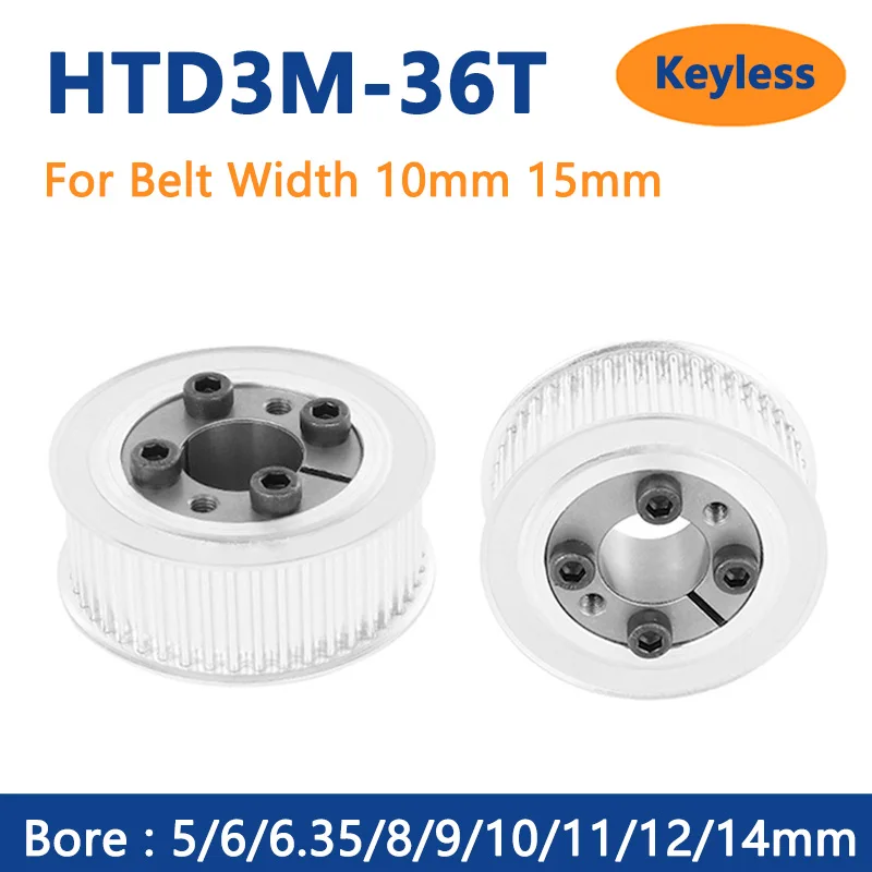 

36T HTD3M Timing Pulley 5 6 6.35 8 9 10 11 12 14mm Bore Keyless 36 Teeth Belt Pulley For Width 10/15mm Synchronous Belt