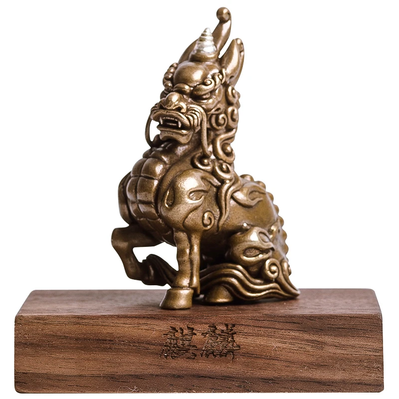 Imposing Bronze Kirin Paperweights Creative Metal Small Paper Weight Chinese Calligraphy Paperweights Decoration Chinese Tea Pet
