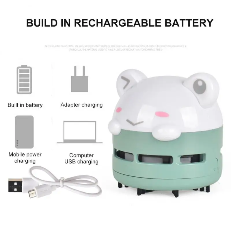 

USB Rechargeable Vacuum Cleaner Cartoon Bear Desktop Clean Machine Table Portable Sweeper Vacuum Cleaner Wireless Dust Sweeper
