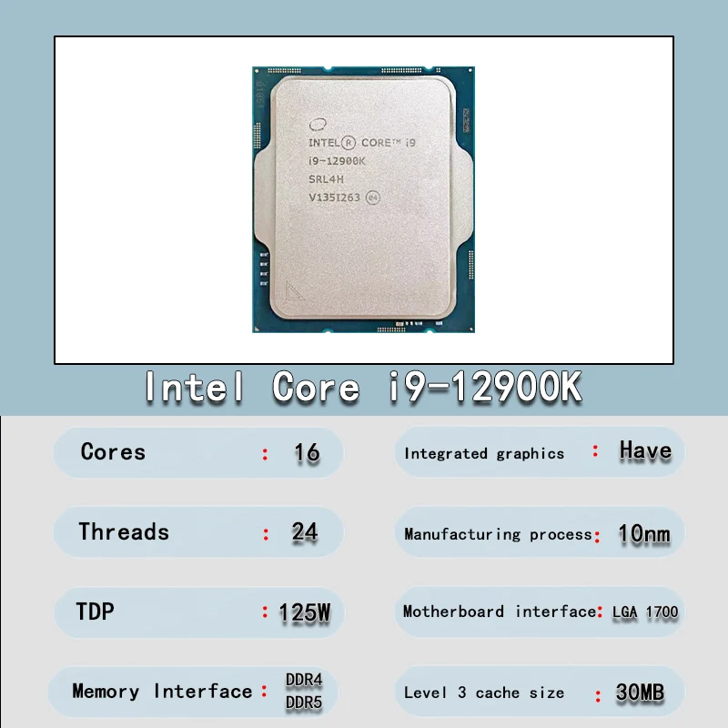 Процессор Intel Core i9 12900K 3 7 ГГц бывший в употреблении 16-ядерный двадцать четыре