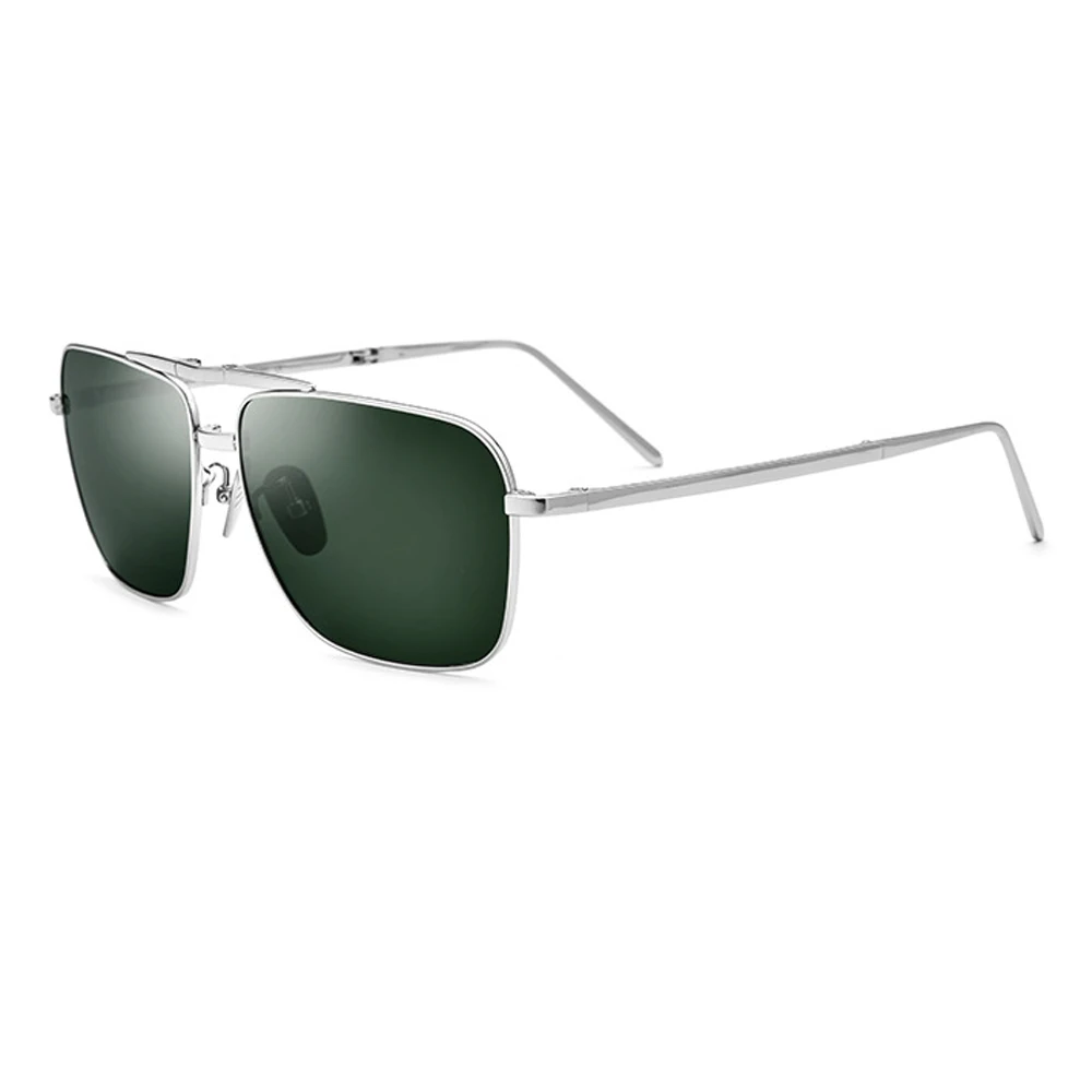 

Titanium Alloy Green Lens Sunglasses For Men UV400 Polarized Driving Glasses Come With Box