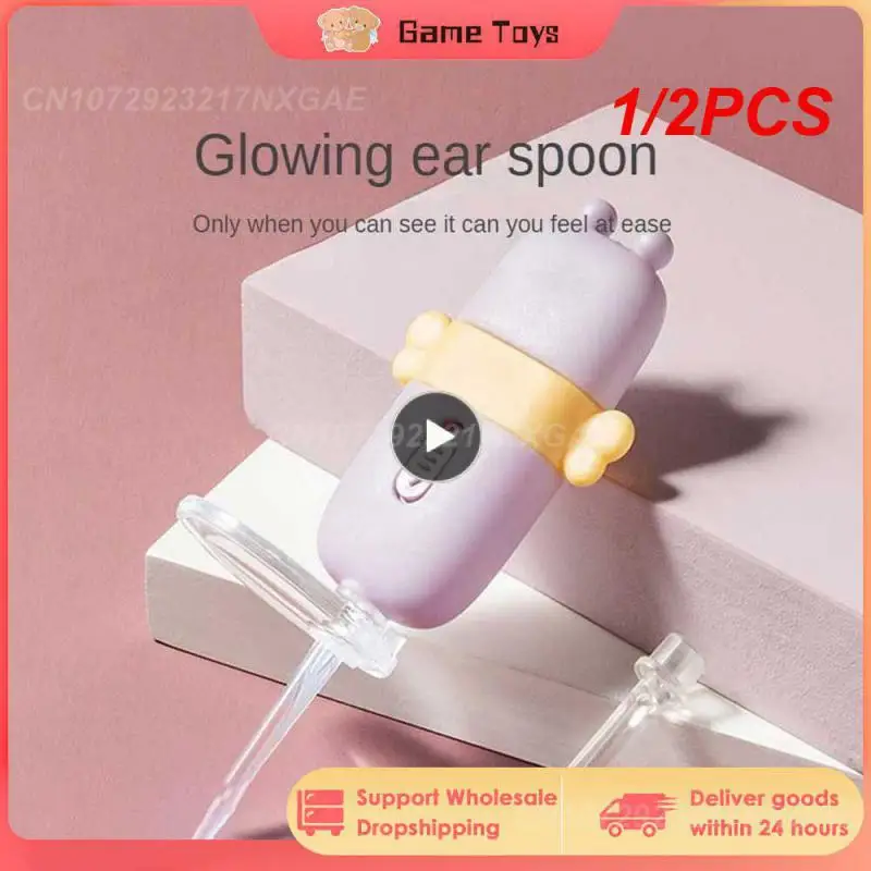 

1/2PCS Baby Ear Cleaner Removable Care Ear Spoon Cartoon Flashlight Earpick Child Ears Cleaning With Earwax Digging Luminous Dig