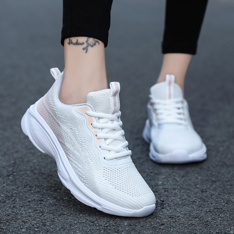 Ultra Lightweight Sneakers for Women Comfortable Breathable Casual Shoe Cotton Lace Up Outdoor Jogging Trekking Sport Footwear