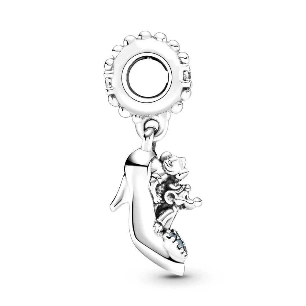Pandora 925 Silver Thème Cendrillon Suzy Mouse et lework grossier, pantoufle en verre et souris, perles de Aliments de minuit pour bracelet femme bricolage