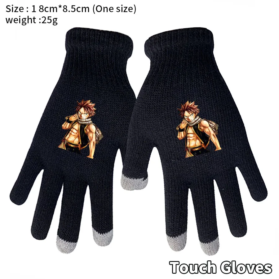 

Anime Fairy Tail Winter Warm Knitted Print Full Finger Gloves Unisex Outdoor Cycling Touch Screen Fashion Mittens Cartoon Gift