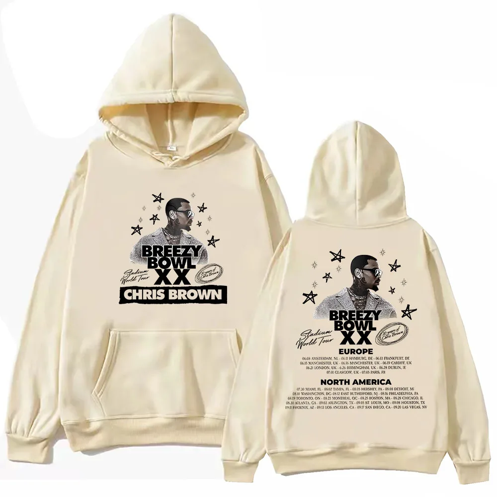 Chris Brown Breezy Bowl XX 2025 Tour Толстовка унисекс Пуловер в стиле Харадзюку Топы Толстовки с
